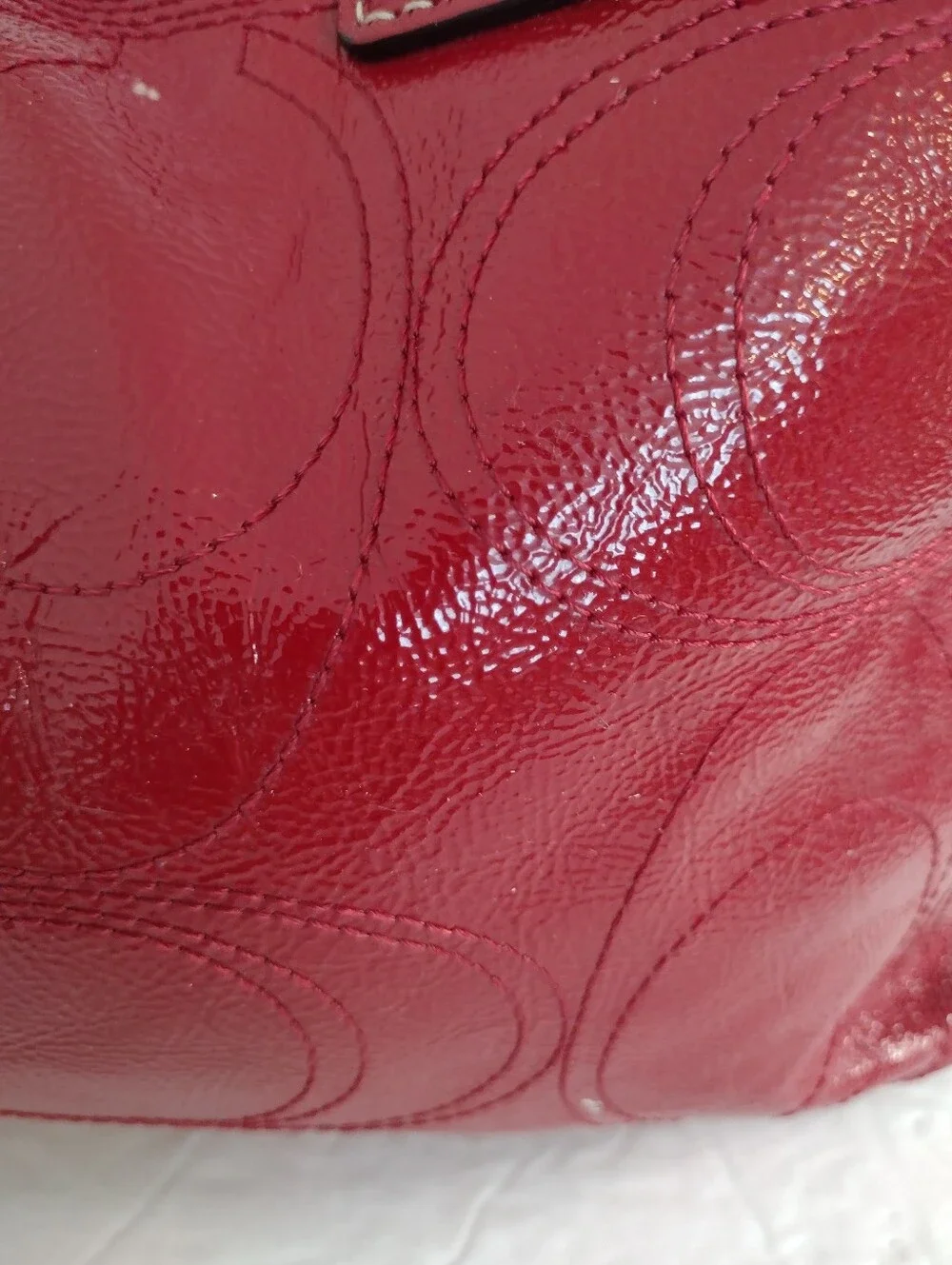 Vintage Y2K Coach Red Patent Leather Kiss Lock Carryall Tote Shoulder Bag F15658 - Picture 7 of 15